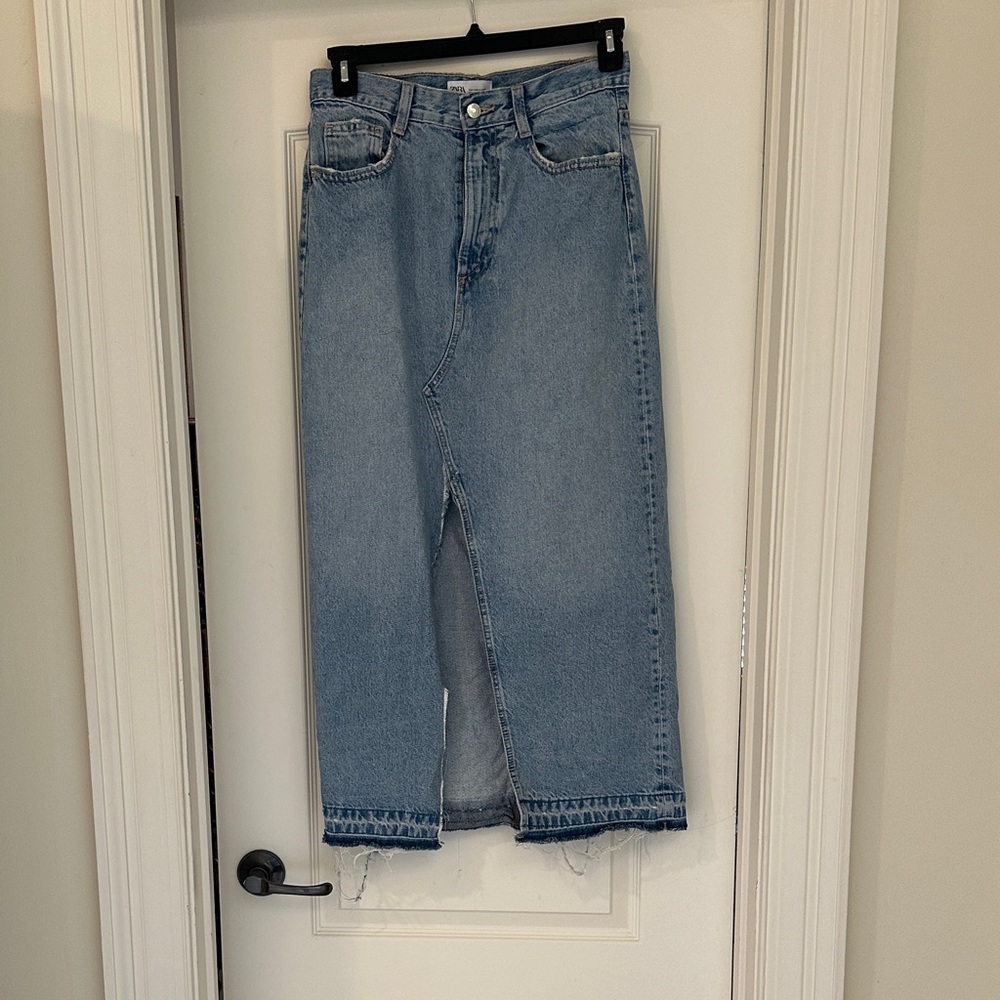 Zara Blue Denim Maxi Skirt